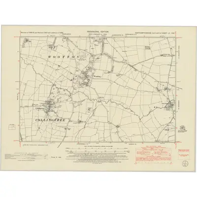 1950 Map of Northamptonshire LII.NW, 1952 Print
