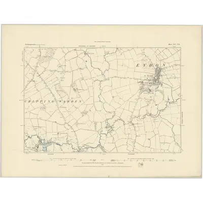 1883 Map of Northamptonshire LIV.NE, 1884 Print