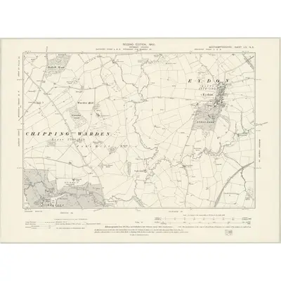 1899 Map of Northamptonshire LIV.NE, 1900 Print