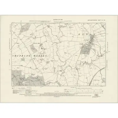 1920 Map of Northamptonshire LIV.NE, 1923 Print