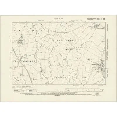 1920 Map of Northamptonshire LIV.NW, 1923 Print