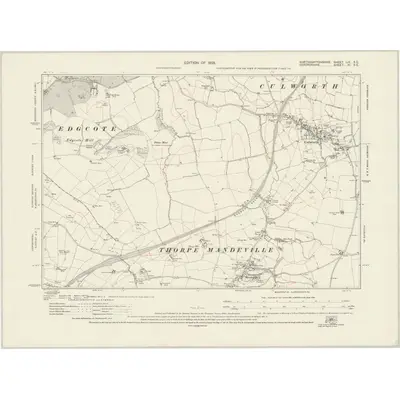 1920 Map of Northamptonshire LIV.SE, 1923 Print