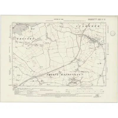 1920 Map of Northamptonshire LIV.SE, 1946 Print