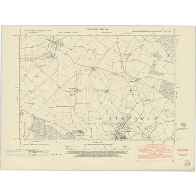 1950 Map of Northamptonshire LIX.NE, 1952 Print