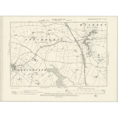 1898 Map of Northamptonshire LIX.NW, 1900 Print
