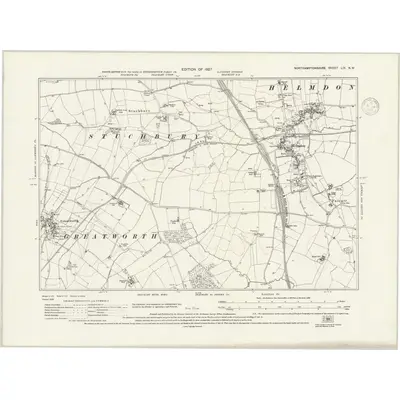 1923 Map of Northamptonshire LIX.NW, 1938 Print