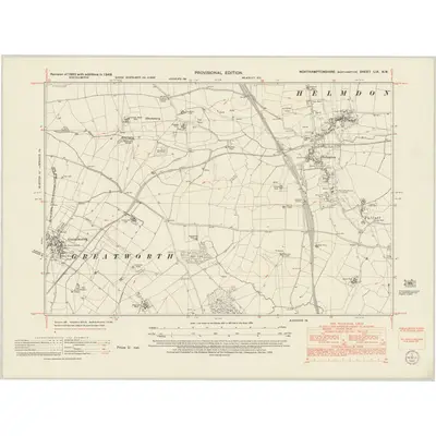 1949 Map of Northamptonshire LIX.NW, 1952 Print
