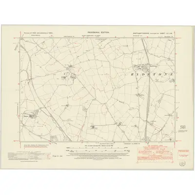 1949 Map of Northamptonshire LIX.SW, 1952 Print