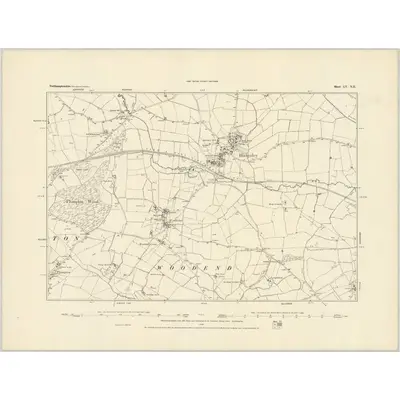 1882 Map of Northamptonshire LV.NE, 1884 Print