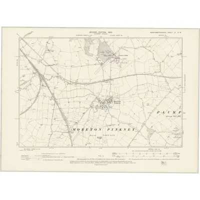 1899 Map of Northamptonshire LV.NW, 1900 Print