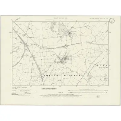 1900 Map of Northamptonshire LV.NW, 1933 Print