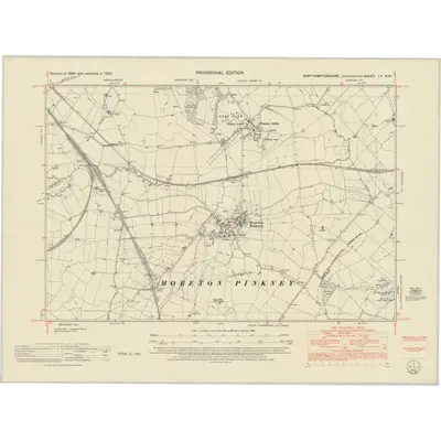 1950 Map of Northamptonshire LV.NW, 1952 Print