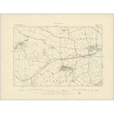 1882 Map of Northamptonshire LV.SE, 1884 Print