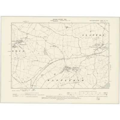 1899 Map of Northamptonshire LV.SE, 1900 Print