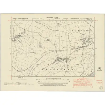 1950 Map of Northamptonshire LV.SE, 1952 Print