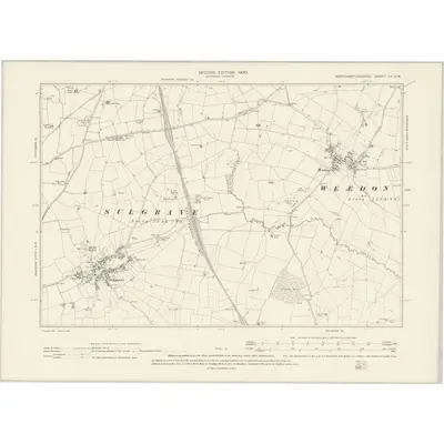1899 Map of Northamptonshire LV.SW, 1900 Print