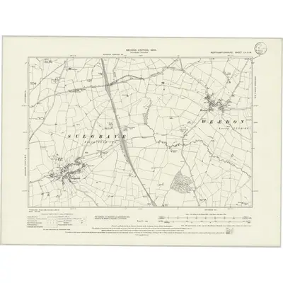 1899 Map of Northamptonshire LV.SW, 1933 Print