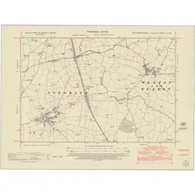 1949 Map of Northamptonshire LV.SW, 1952 Print