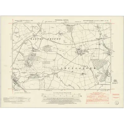 1950 Map of Northamptonshire LVI.NE, 1952 Print