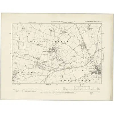1899 Map of Northamptonshire LVI.NW, 1901 Print