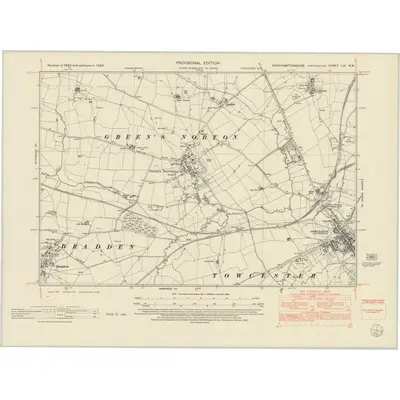 1950 Map of Northamptonshire LVI.NW, 1952 Print