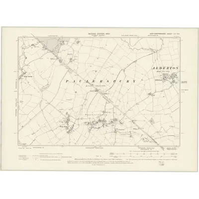 1899 Map of Northamptonshire LVI.SE, 1900 Print