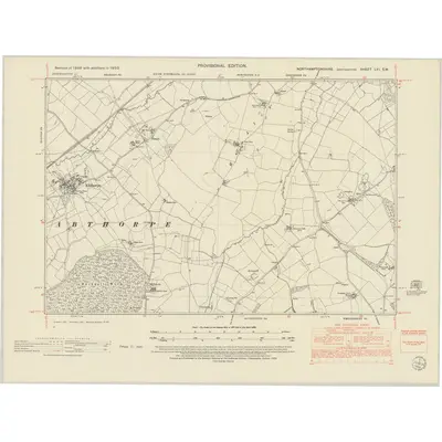 1950 Map of Northamptonshire LVI.SW, 1952 Print