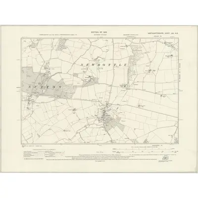 1920 Map of Northamptonshire LXII.NE, 1923 Print