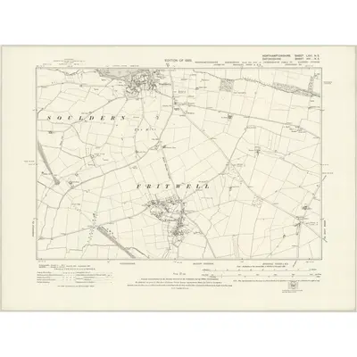 1920 Map of Northamptonshire LXVI.NE, 1923 Print