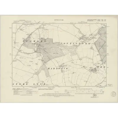 1920 Map of Northamptonshire LXVII.NW, 1950 Print