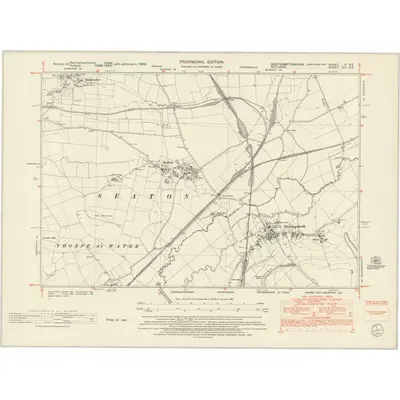 1950 Map of Northamptonshire V.SE, 1952 Print