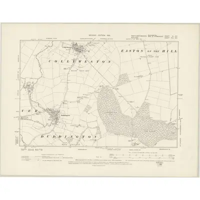 1899 Map of Northamptonshire VI.NE, 1901 Print