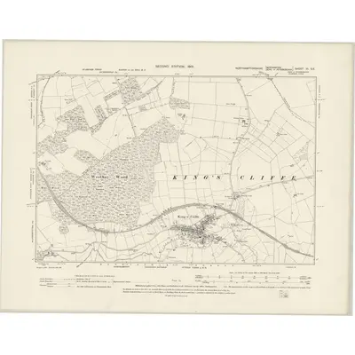 1899 Map of Northamptonshire VI.SE, 1901 Print