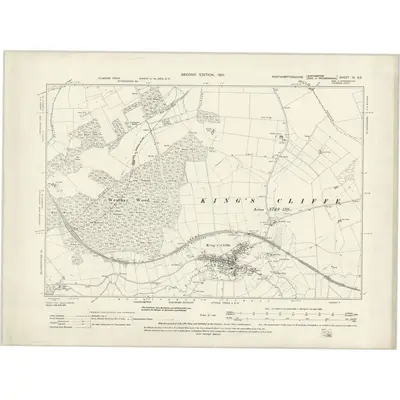 1899 Map of Northamptonshire VI.SE, 1931 Print