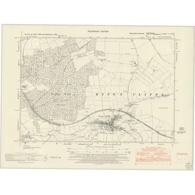 1950 Map of Northamptonshire VI.SE, 1952 Print