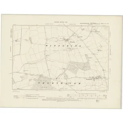 1899 Map of Northamptonshire VII.NW, 1901 Print
