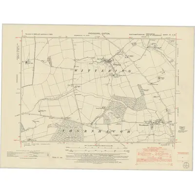 1950 Map of Northamptonshire VII.NW, 1952 Print