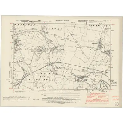 1950 Map of Northamptonshire VII.SE, 1952 Print
