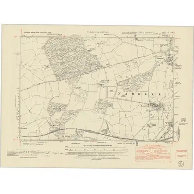 1950 Map of Northamptonshire VII.SW, 1952 Print
