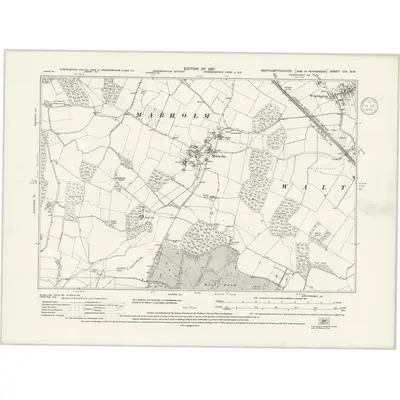 1925 Map of Northamptonshire VIII.NW, 1936 Print