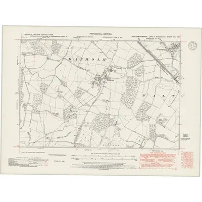 1938 Map of Northamptonshire VIII.NW, 1947 Print