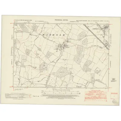 1950 Map of Northamptonshire VIII.NW, 1952 Print