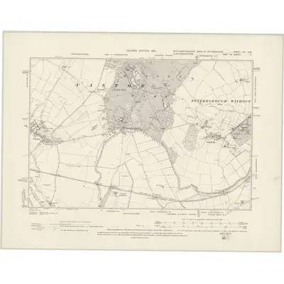 1899 Map of Northamptonshire VIII.SW, 1901 Print