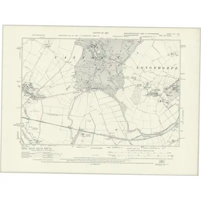 1924 Map of Northamptonshire VIII.SW, 1927 Print