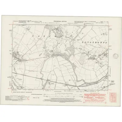 1938 Map of Northamptonshire VIII.SW, 1947 Print