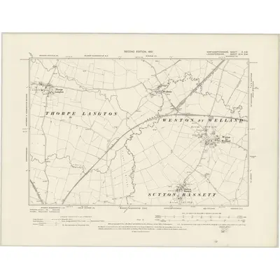 1899 Map of Northamptonshire X.SW, 1901 Print