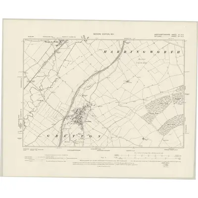 1899 Map of Northamptonshire XI.NE, 1901 Print