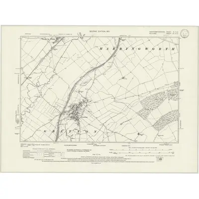1899 Map of Northamptonshire XI.NE, 1933 Print