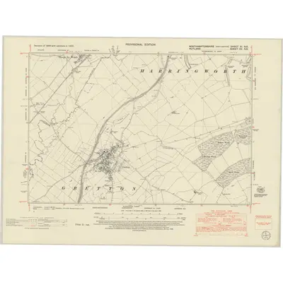 1950 Map of Northamptonshire XI.NE, 1952 Print