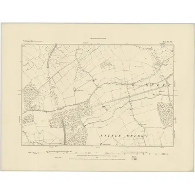 1884 Map of Northamptonshire XI.SE, 1885 Print